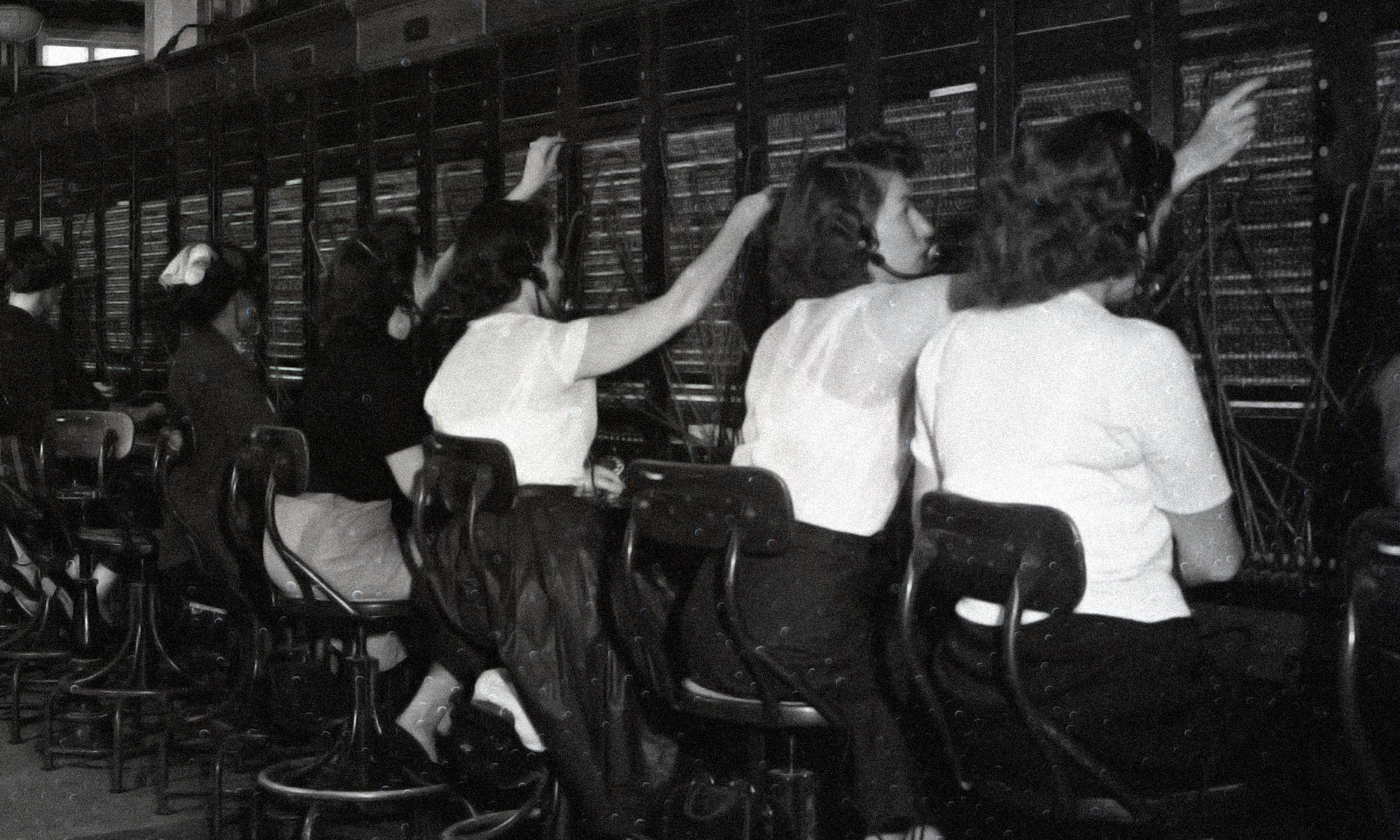 Telephone switchboard operators from the 1950's.